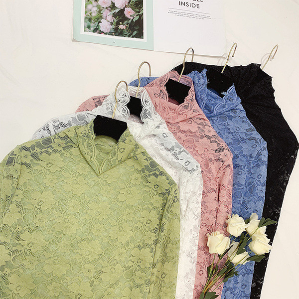 Bluza dama din dantela cu guler polo in mai multe culori