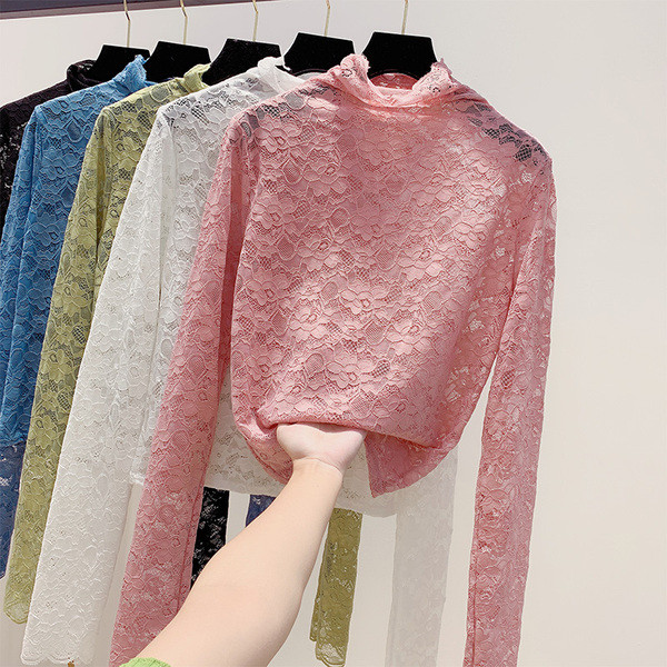 Bluza dama din dantela cu guler polo in mai multe culori