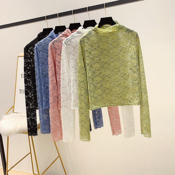 Bluza dama din dantela cu guler polo in mai multe culori