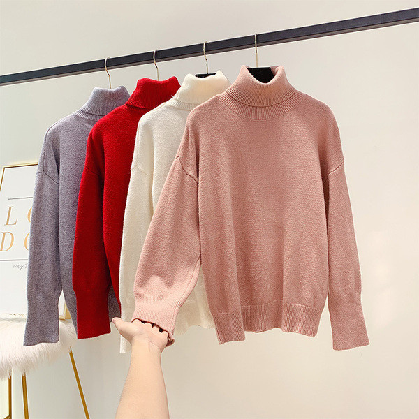 Modern női pulóver magas gallérral több színben