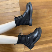 Cizme casual de dama din piele ecologica de culoare neagra