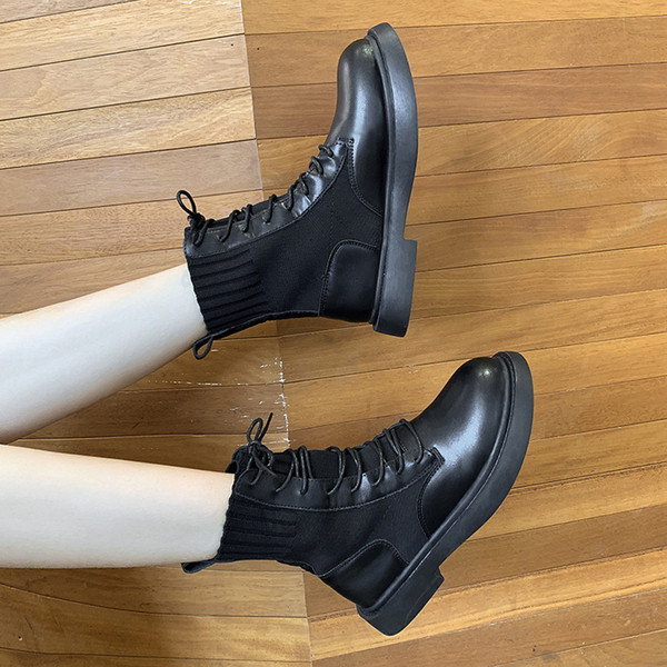 Cizme casual de dama din piele ecologica de culoare neagra