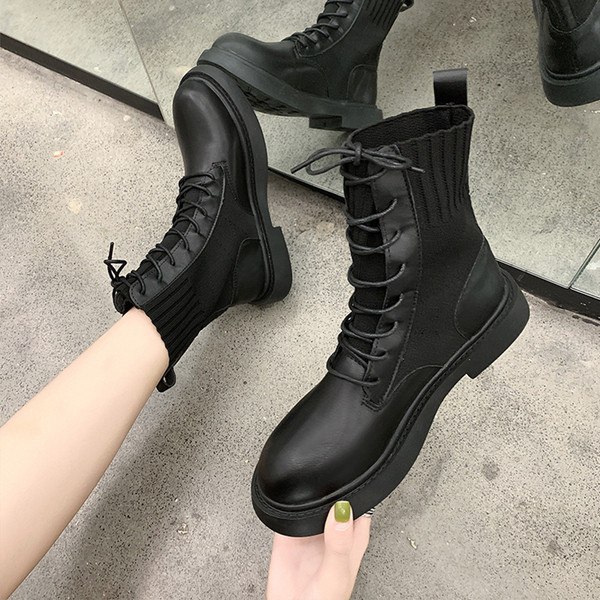 Cizme casual de dama din piele ecologica de culoare neagra