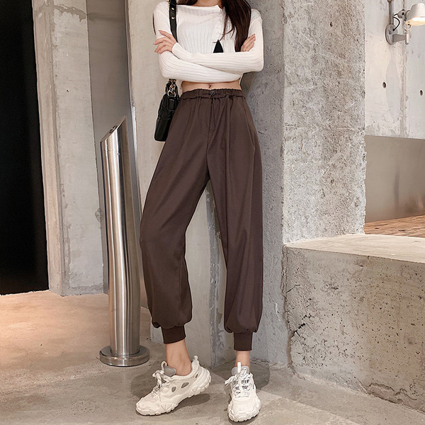 Μακρύ αθλητικό παντελόνι σε μαύρο και καφέ χρώμα  με ελαστική μέση