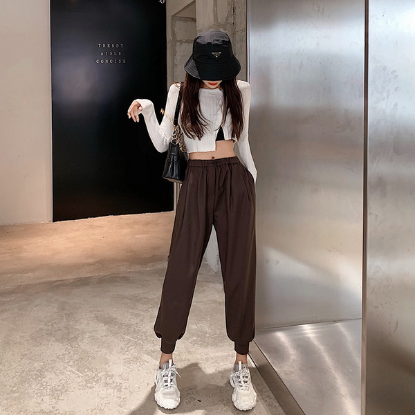 Μακρύ αθλητικό παντελόνι σε μαύρο και καφέ χρώμα  με ελαστική μέση