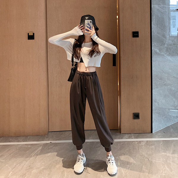 Μακρύ αθλητικό παντελόνι σε μαύρο και καφέ χρώμα  με ελαστική μέση