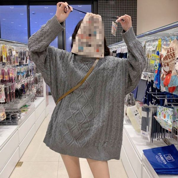 Pulover de dama lat cu decolteu oval in rosu si gri