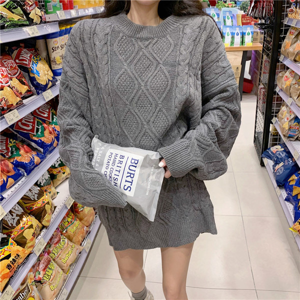 Pulover de dama lat cu decolteu oval in rosu si gri