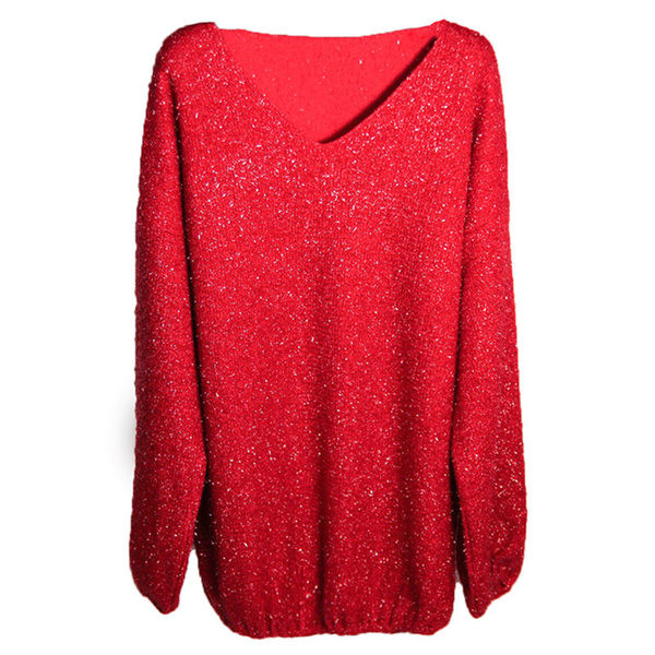 Casual γυναικείο Πουλόβερ σε μαύρο και κόκκινο χρώμα