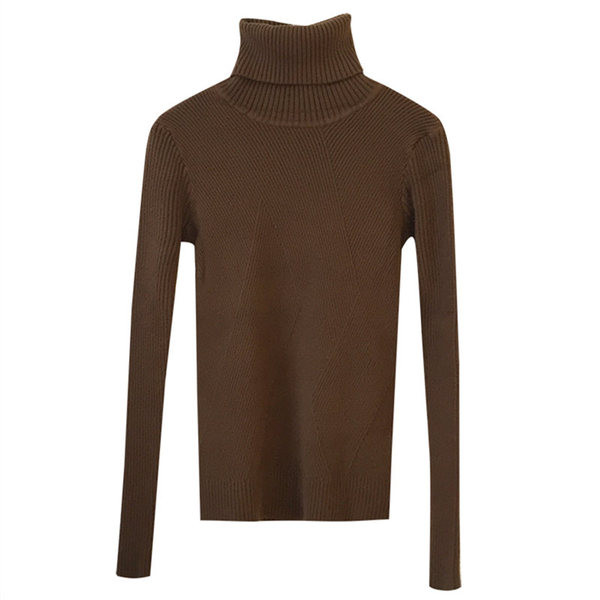 Pulover de dama modern cu guler polo in bej, negru si maro