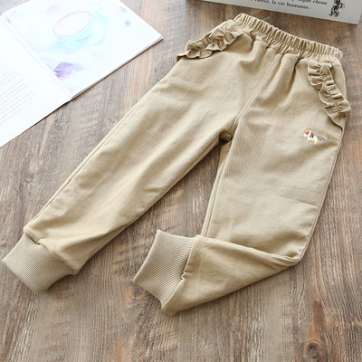 Νέο μοντέλο παιδικό παντελόνι για κορίτσια με κεντήματα και τσέπες σε καφέ, ροζ και μαύρο χρώμα