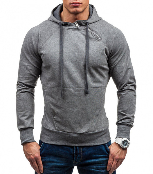 Μοντέρνο ανδρικό φούτερ με κουκούλα και κέντημα στη πλάτη σε δύο χρώματα