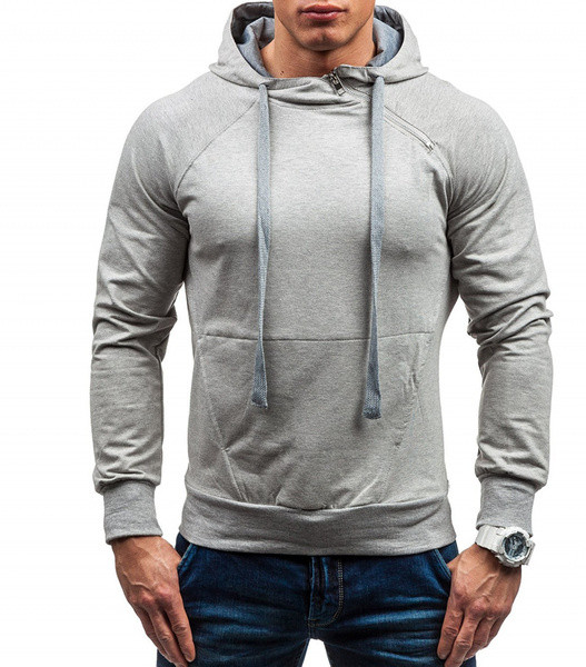 Μοντέρνο ανδρικό φούτερ με κουκούλα και κέντημα στη πλάτη σε δύο χρώματα
