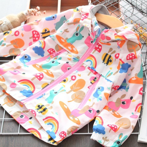 Μοντέρνο παιδικό μπουφάν φθινοπωρινό για κορίτσια με κουκούλα