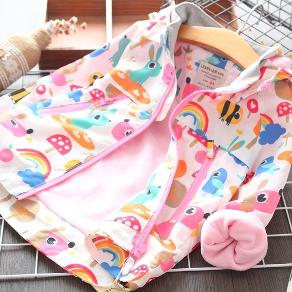 Μοντέρνο παιδικό μπουφάν φθινοπωρινό για κορίτσια με κουκούλα