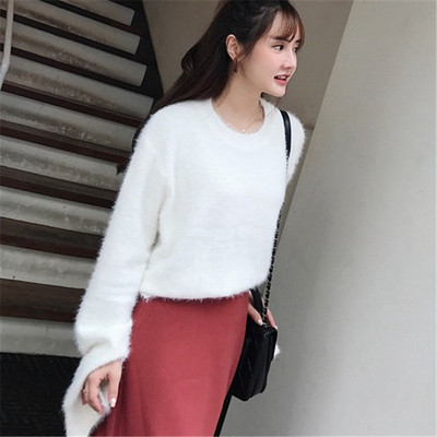 Γυναικείο καθημερινό φούτερ με ωοειδές ντεκολτέ στο κόκκινο και λευκό χρώμα