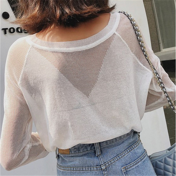 Μοντέρνα γυναικεία μπλούζα με μακριά μανίκια με ωοειδές λαιμόκοψη σε διάφορα χρώματα