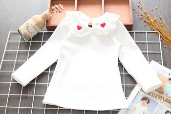 Нов модел детска риза с бродерия в бял цвят