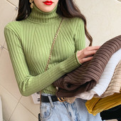 Μοντέρνο γυναικείο πουλόβερ  με υψηλό γιακά σε διάφορα χρώματα