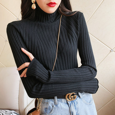 Μοντέρνο γυναικείο πουλόβερ  με υψηλό γιακά σε διάφορα χρώματα