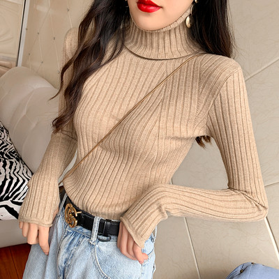 Μοντέρνο γυναικείο πουλόβερ  με υψηλό γιακά σε διάφορα χρώματα