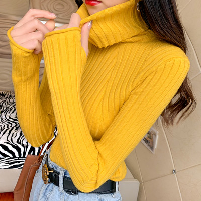 Μοντέρνο γυναικείο πουλόβερ  με υψηλό γιακά σε διάφορα χρώματα