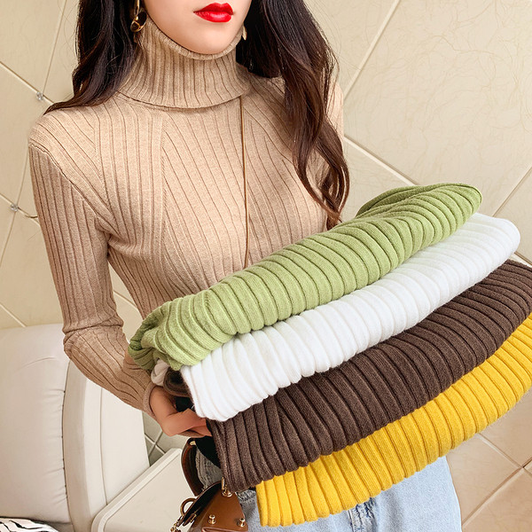 Μοντέρνο γυναικείο πουλόβερ  με υψηλό γιακά σε διάφορα χρώματα