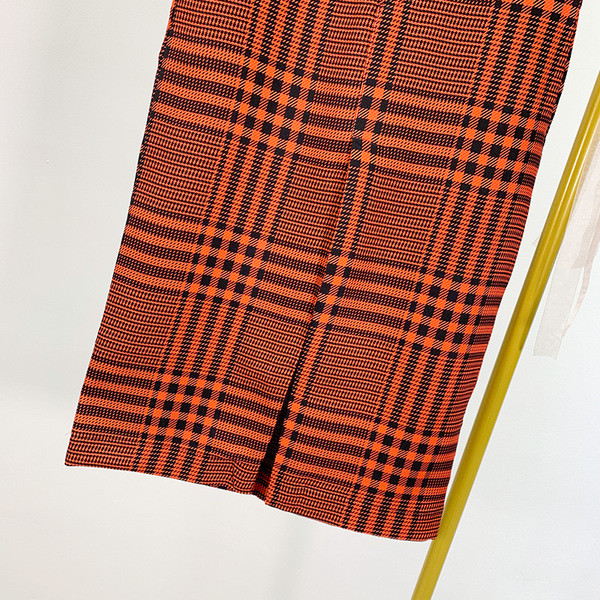 Μακρυ καρό φούστα με υψηλή μέση με κόκκινο χρώμα