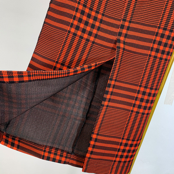 Μακρυ καρό φούστα με υψηλή μέση με κόκκινο χρώμα