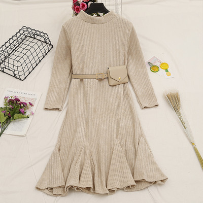 Γυναικείο casual φόρεμα με μακριά μανίκια και οβάλ λαιμόκοψη σε τέσσερα χρώματα