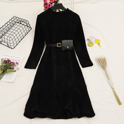 Γυναικείο casual φόρεμα με μακριά μανίκια και οβάλ λαιμόκοψη σε τέσσερα χρώματα