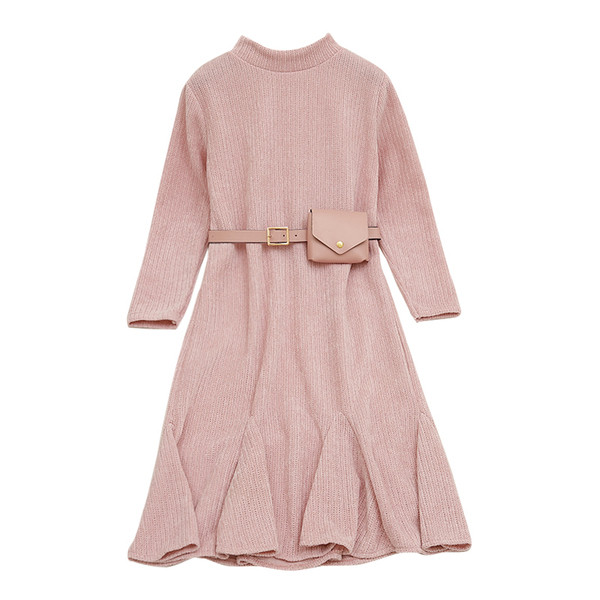 Γυναικείο casual φόρεμα με μακριά μανίκια και οβάλ λαιμόκοψη σε τέσσερα χρώματα