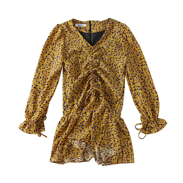 Új modell női ruha spitz nyakkivágással és mintával több színben