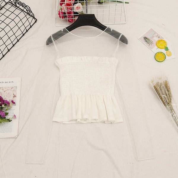 Γυναικεία καθημερινή  κοντή μπλε βελούδο με μανίκια τούλι σε διάφορα χρώματα