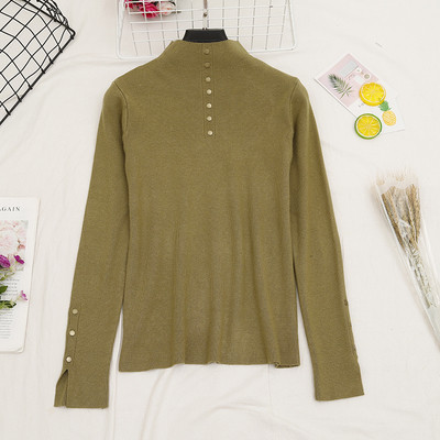 Bluza casual dama cu nasturi si guler inalt in mai multe culori