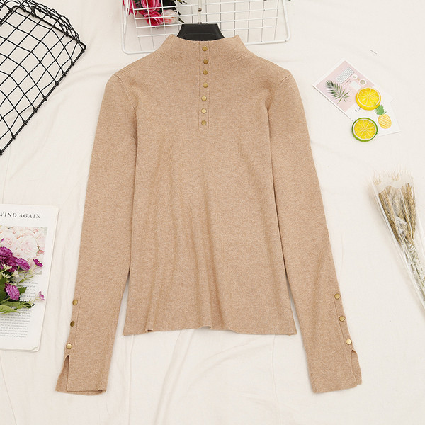 Bluza casual dama cu nasturi si guler inalt in mai multe culori