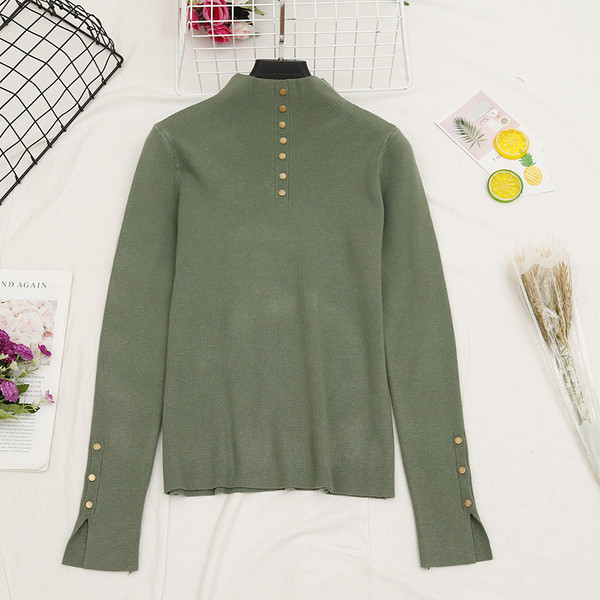 Bluza casual dama cu nasturi si guler inalt in mai multe culori