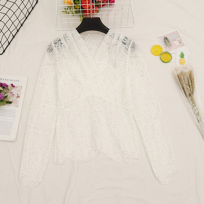 Bluză de damă cu decolteu spitz și mâneci lungi în mai multe culori