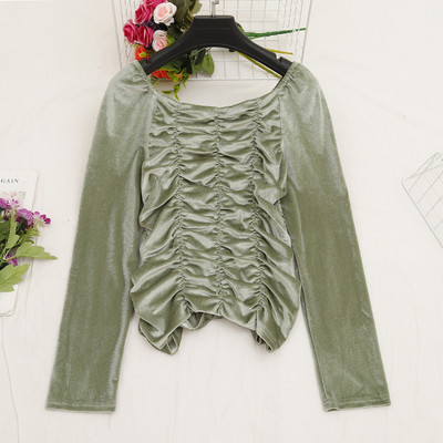 Γυναικεία casual μπλούζα βελούδο με τετράγωνη λαιμόκοψη σε διάφορα χρώματα