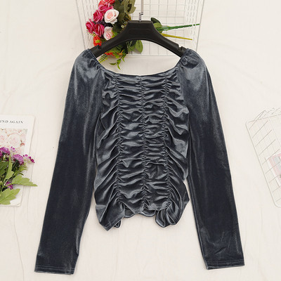 Γυναικεία casual μπλούζα βελούδο με τετράγωνη λαιμόκοψη σε διάφορα χρώματα