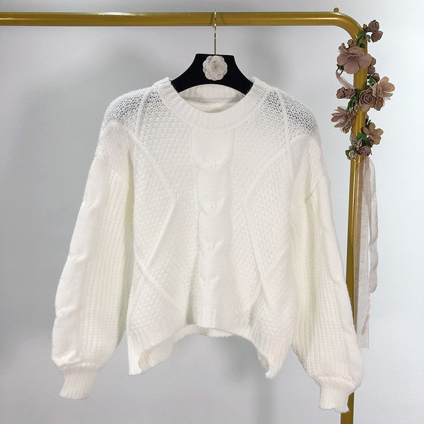 Pulover scurt asimetric în patru culori