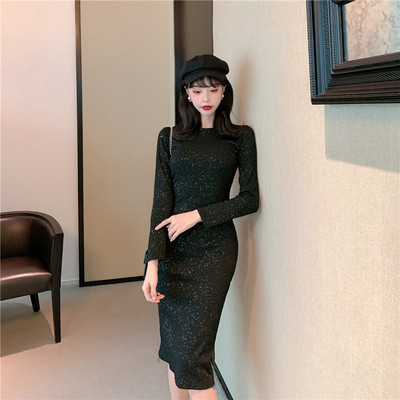 Μοντέρνο γυναικείο φόρεμα με κομψό αποτέλεσμα σε μαύρο και γκρι χρώμα