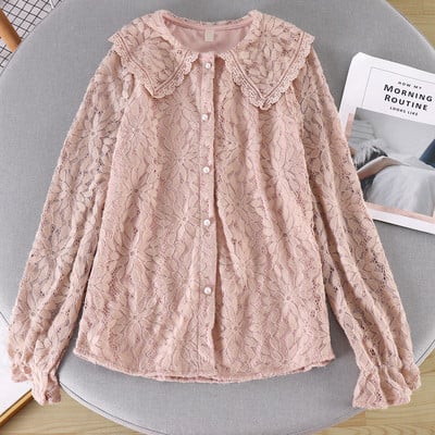 Γυναικείο casual πουκάμισο με κουμπιά και δαντέλες σε διάφορα χρώματα