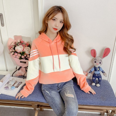 Νέο μοντέλο γυναικείο φούτερ με κουκούλα με κίτρινο, πορτοκαλί και πράσινο χρώμα