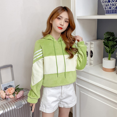 Νέο μοντέλο γυναικείο φούτερ με κουκούλα με κίτρινο, πορτοκαλί και πράσινο χρώμα