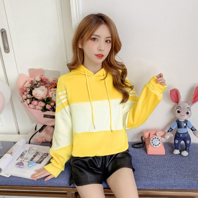 Νέο μοντέλο γυναικείο φούτερ με κουκούλα με κίτρινο, πορτοκαλί και πράσινο χρώμα