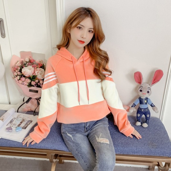 Νέο μοντέλο γυναικείο φούτερ με κουκούλα με κίτρινο, πορτοκαλί και πράσινο χρώμα