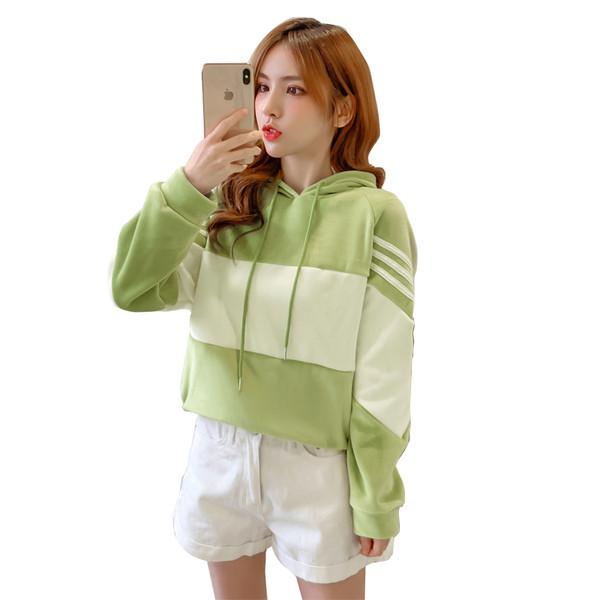 Νέο μοντέλο γυναικείο φούτερ με κουκούλα με κίτρινο, πορτοκαλί και πράσινο χρώμα