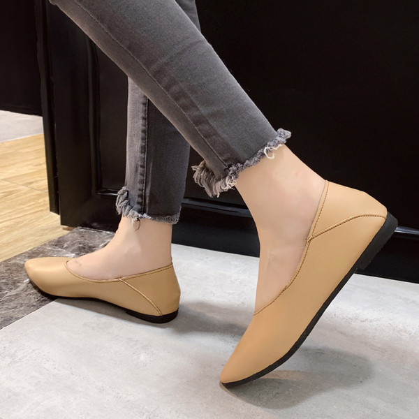 Γυναικεία casual έκο δερμάτινα παπούτσια με ίσια πέλματα σε τρία χρώματα