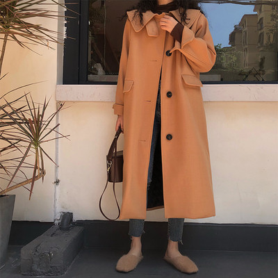 Palton lung modern de damă în maro și gri